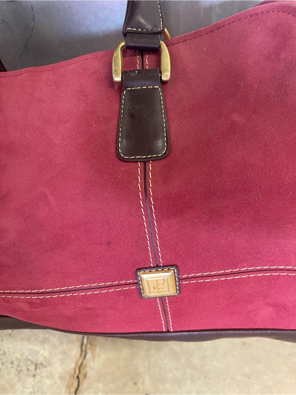 Diane Von Furstenberg Burgundy Large Weekender Travel Carry On Tote Bag